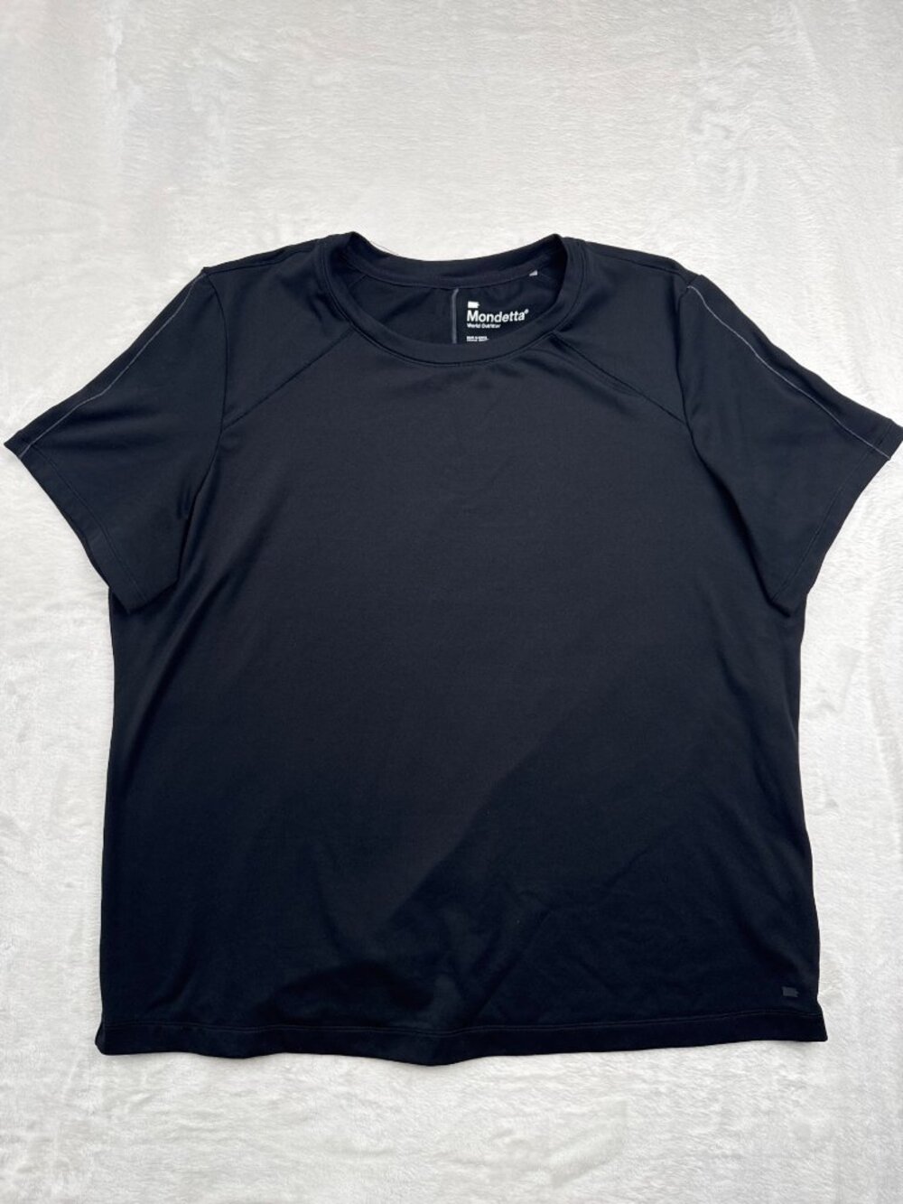 Mondetta Womens Black Athletic T-Shirt XL Recycled Nylon Lightweight Crewneck